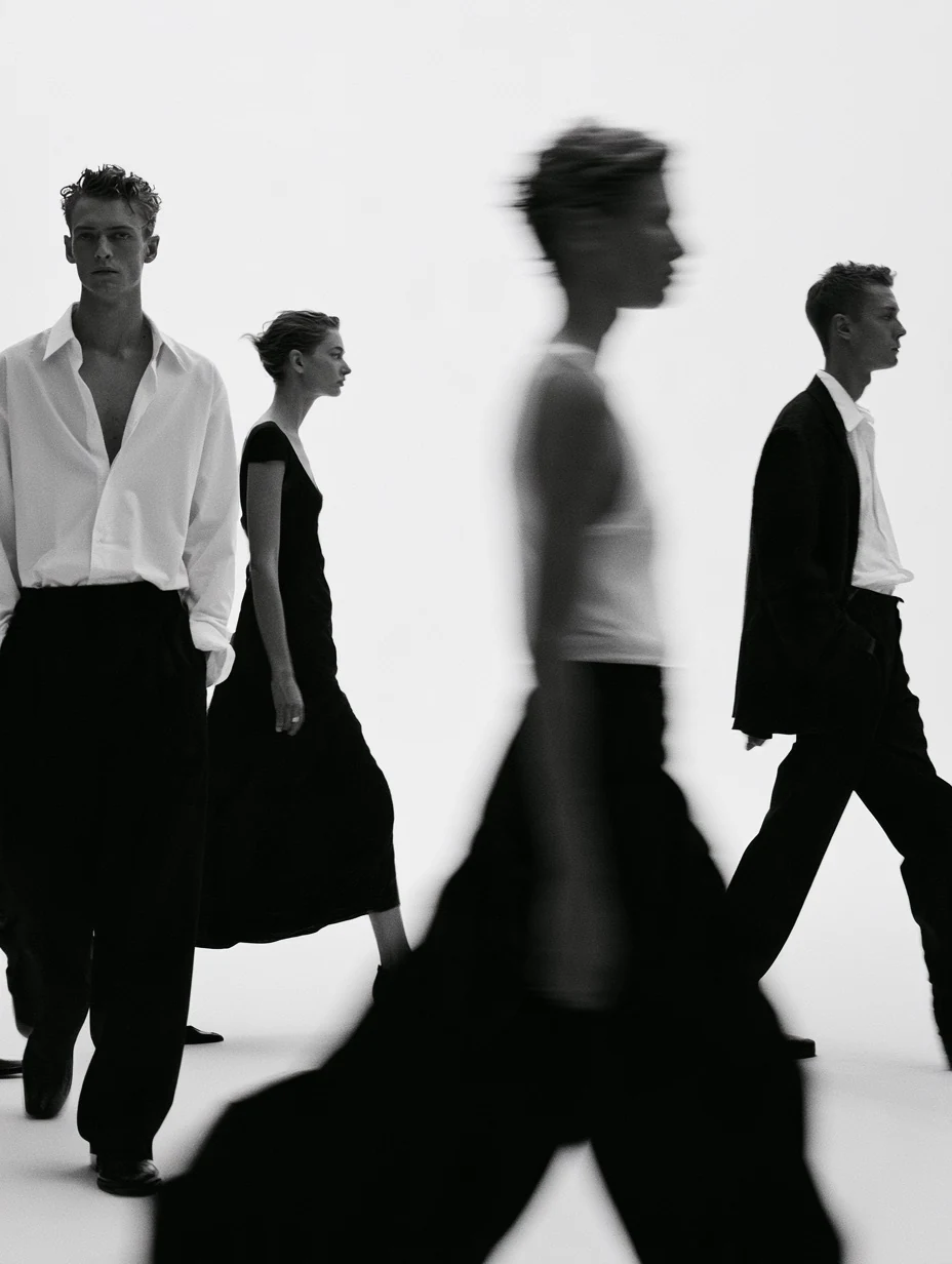 Black and White Fashion Photography Motion Blur