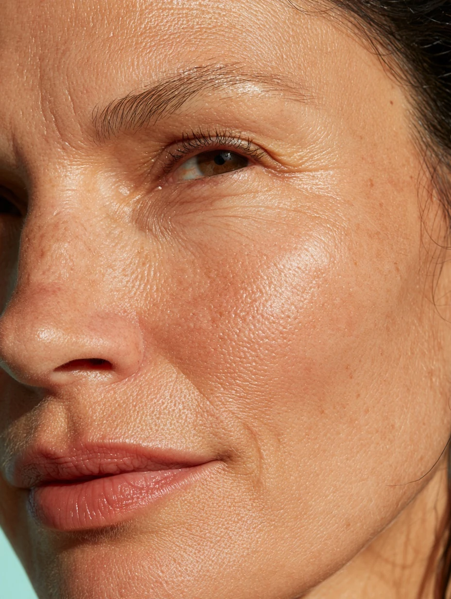Close-Up Face Texture Photo for Skincare Advertising