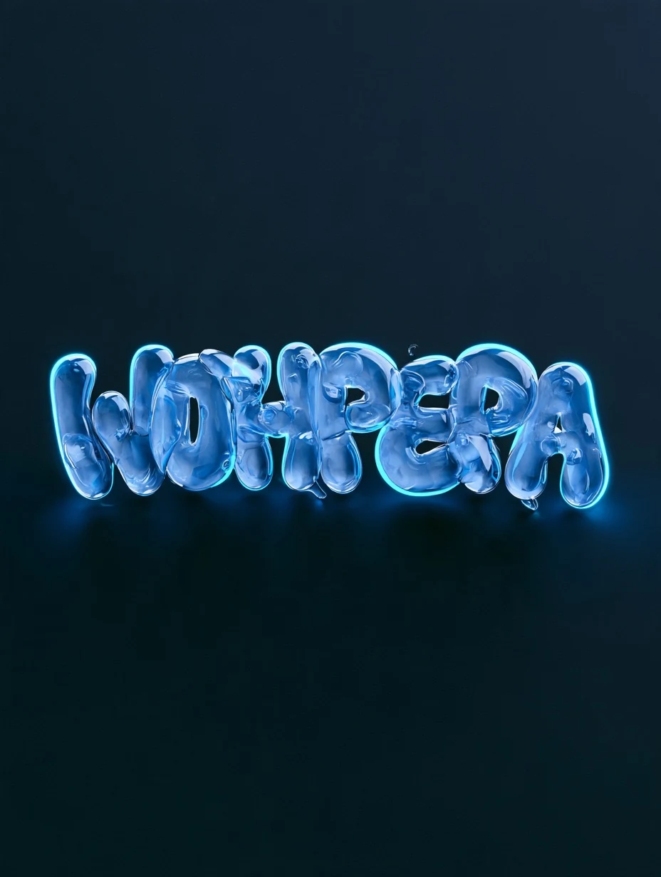 Glowing Blue Glass Graffiti Typography