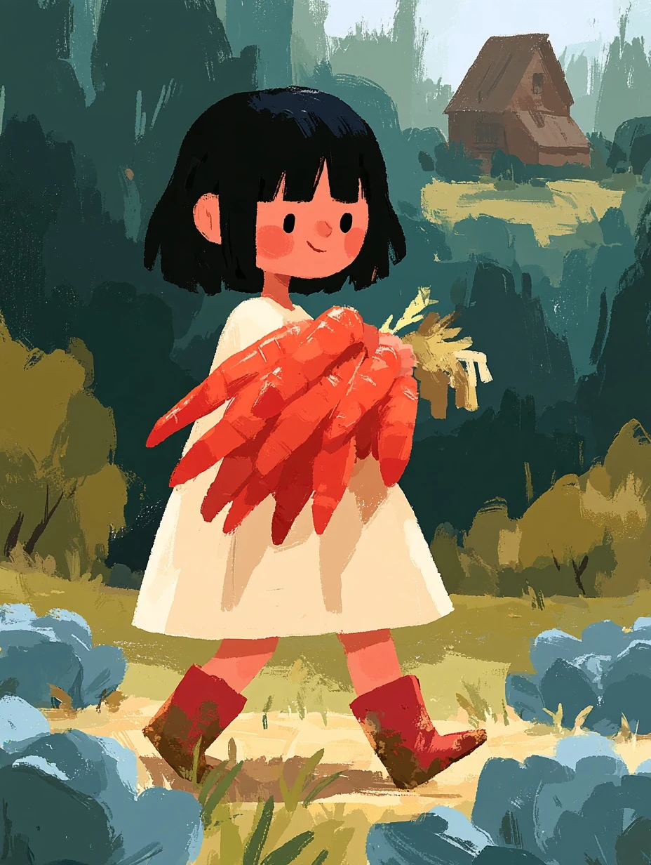 Gouache Storybook Illustration with Bold Dry-Brush Texture