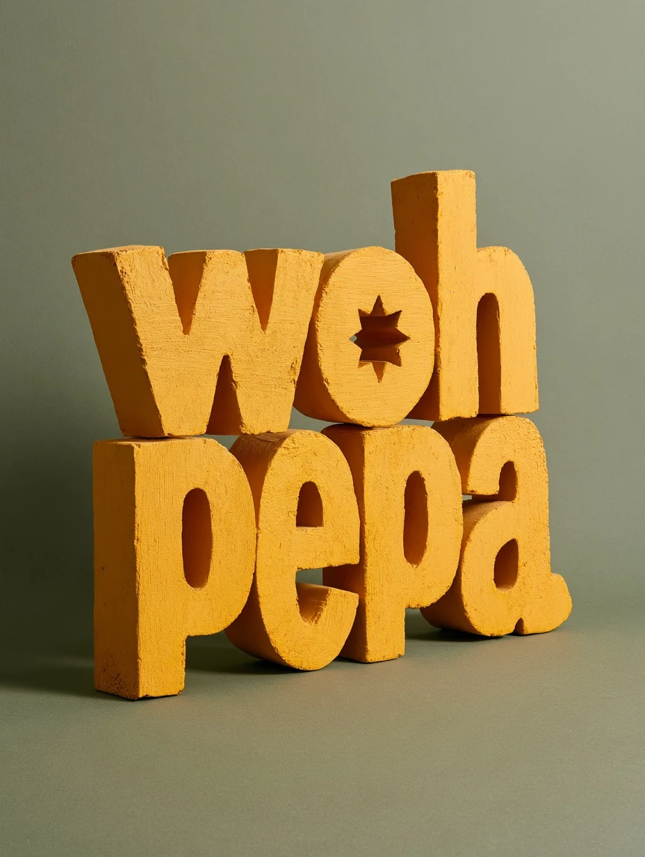 Title: Mustard Yellow 3D Typography Prompt for Custom Stacked Text Sculpture