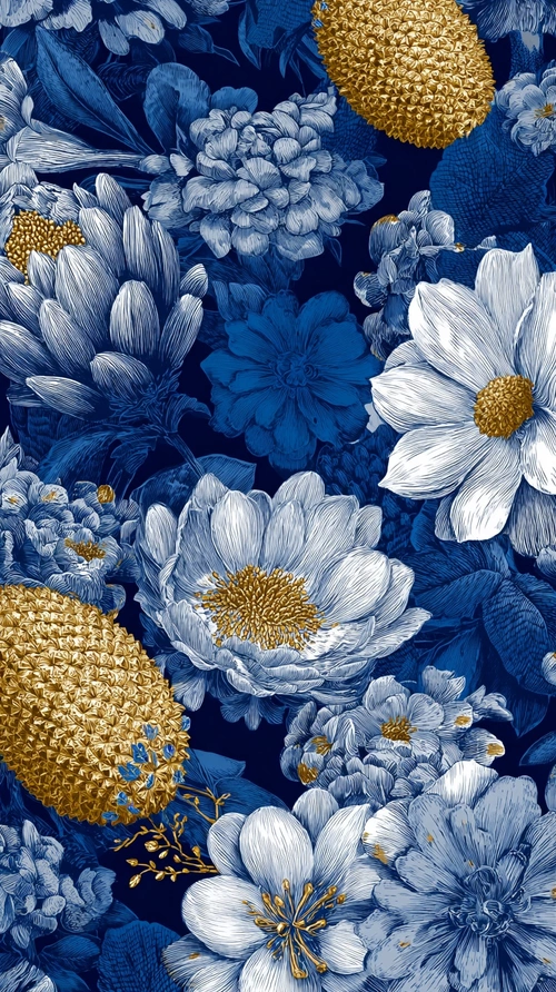 Cobalt blue floral pattern