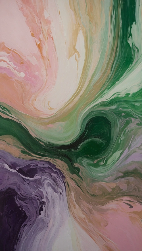 Enchanting Textures: A Dance of Vibrant Green and Soothing Pinks and Purples