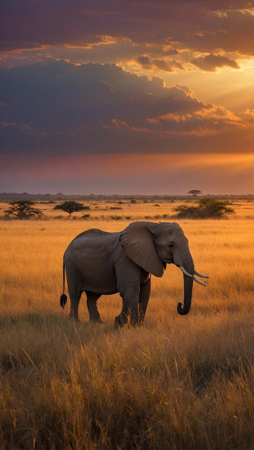 Golden Hour Majestic Savanna in Vibrant Hues