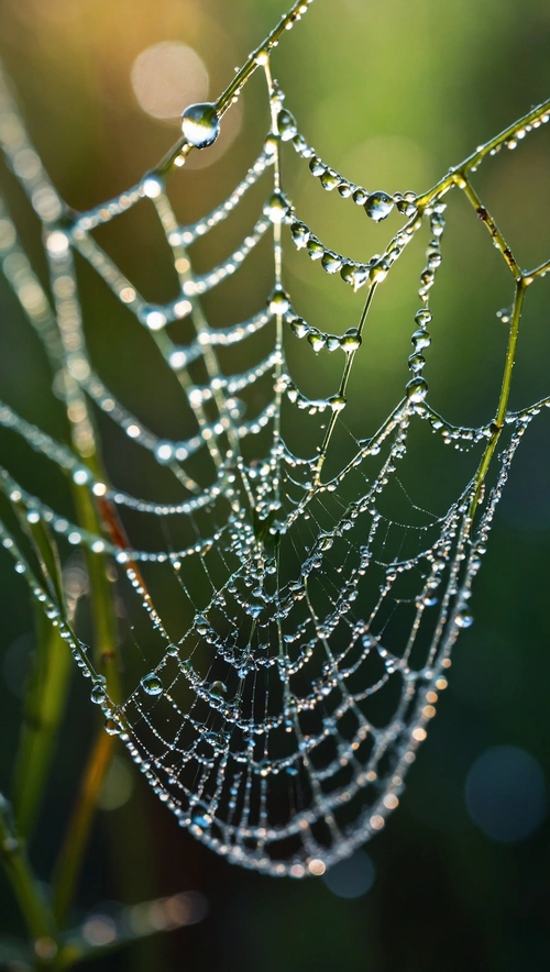 Morning Dew Symphony: An Intricate Dance of Light and Nature's Web