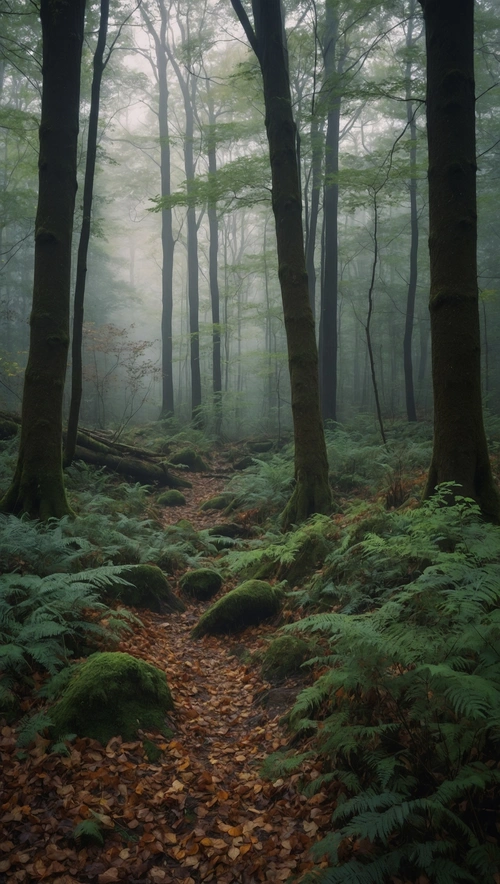 Mystical Autumn Forest: A Tranquil Film-Style Photograph