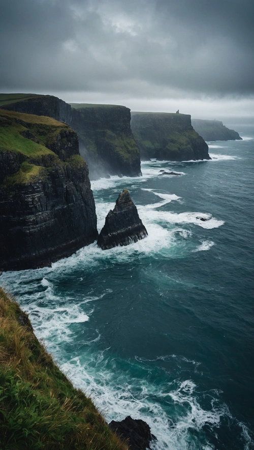 Mystical Cliffs of Foggy Ireland Coastline, a National Geographic Style Capture