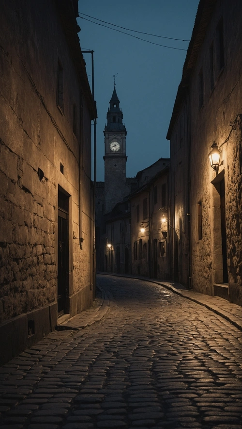 Nostalgic Twilight in an Old European Town