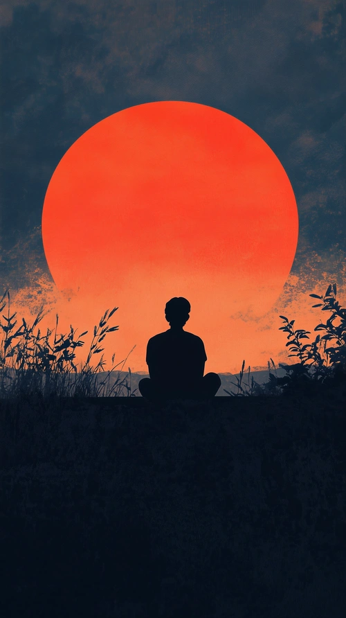 Person at sunset, illustration