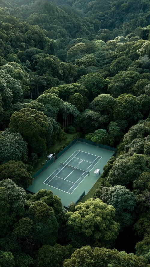 Tennis court in the middle of jungle