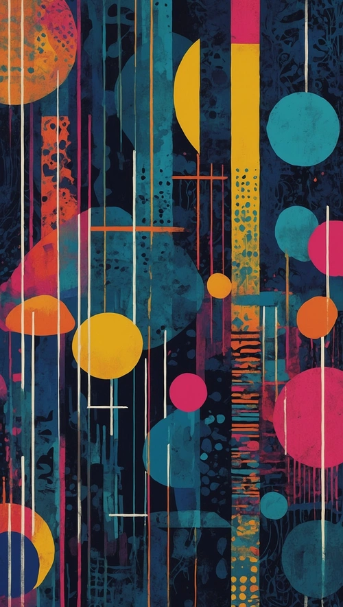Vibrant Geometric Dance in Electric Colors